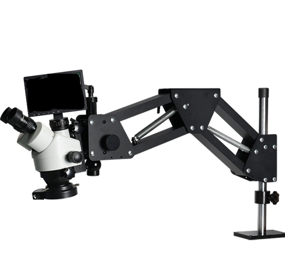 مجهر ستيريو ثلاثي العدسات بقيا - مراجعة Trinocular Stereo Microscope 7X-45X وسعره